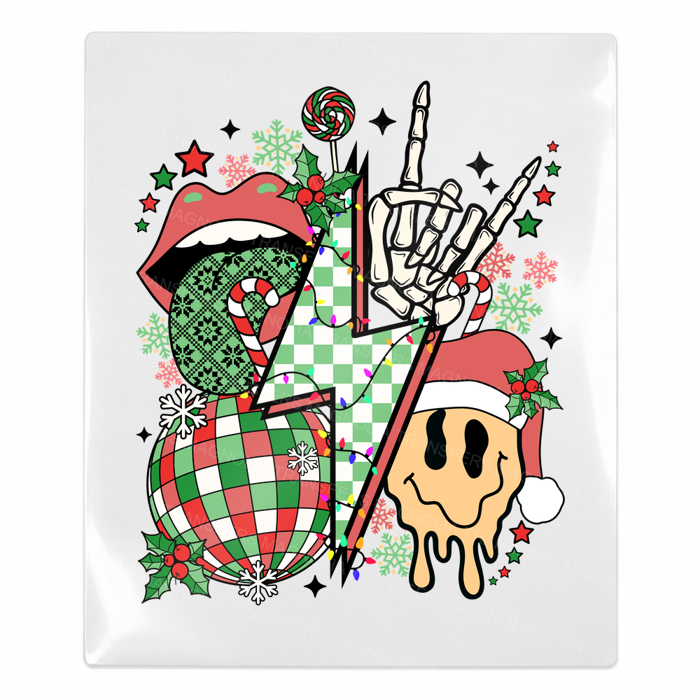 Rock And Roll Christmas Collage Christmas UV transfer for hard-surface products