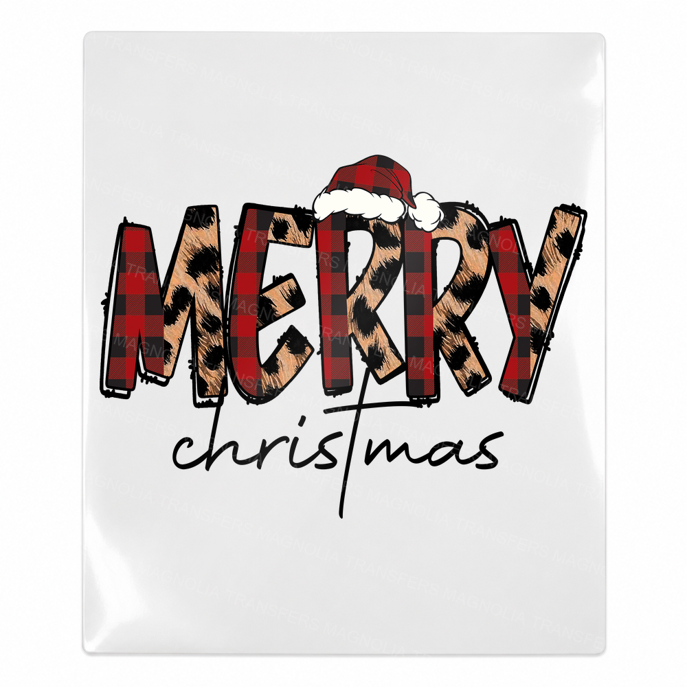 Merry Christmas Leopard Plaid Christmas UV transfer for hard-surface products