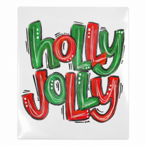Holly Jolly Red Green Christmas UV transfer for hard-surface products