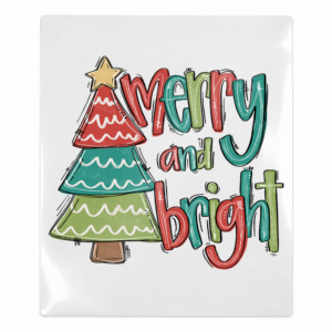 Merry And Bright Tree Christmas UV transfer for hard-surface products