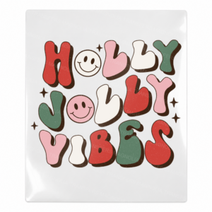 Holly Jolly Vibes Retro Christmas UV transfer for hard-surface products