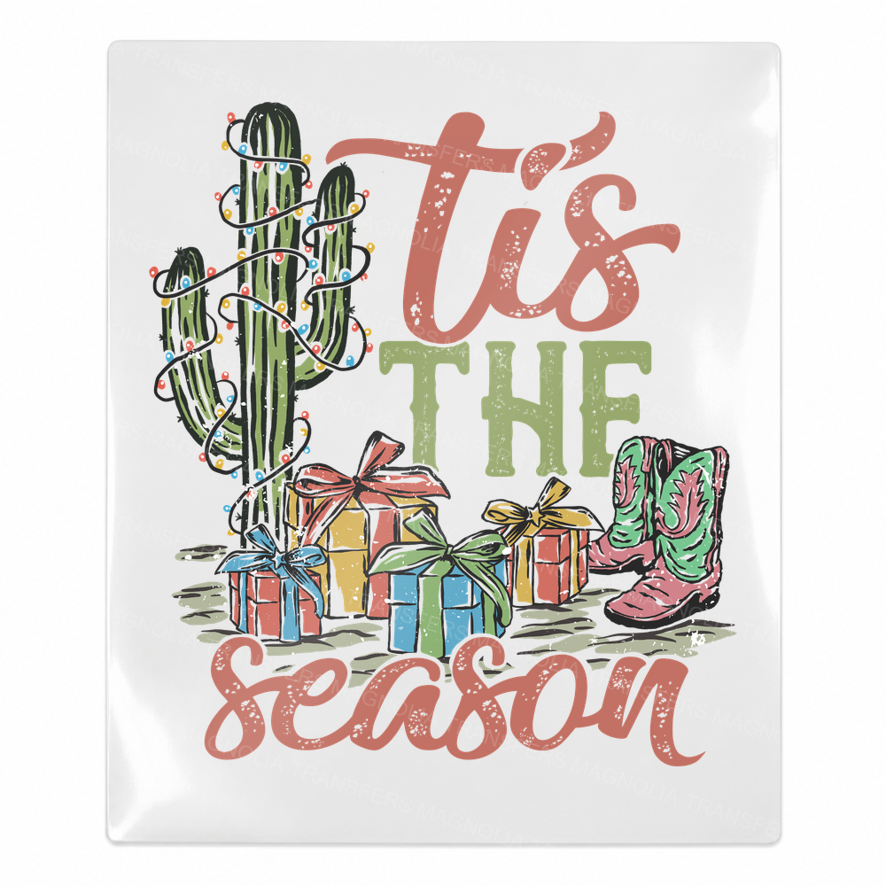 Tis The Season Western Christmas UV transfer for hard-surface products