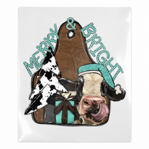 Merry Christmas Cow Tag Christmas UV transfer for hard-surface products