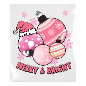 Merry And Bright Pink Ornaments Christmas UV transfer for hard-surface products