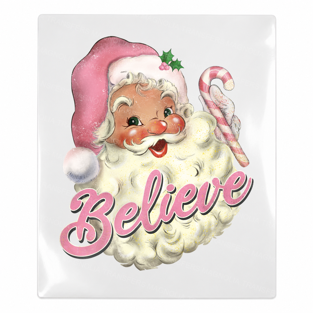 Believe Vintage Santa Christmas UV transfer for hard-surface products