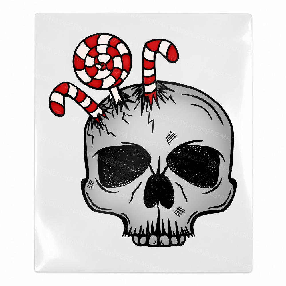 Christmas Skull Candy Cane Christmas UV transfer for hard-surface products