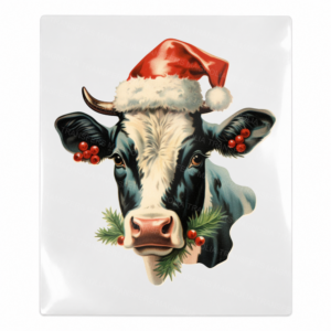Christmas Cow Santa Hat Christmas UV transfer for hard-surface products