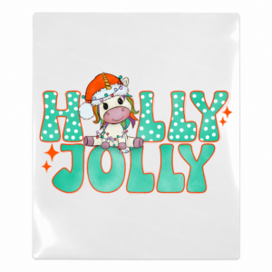 Holly Jolly Cow Christmas UV transfer for hard-surface products