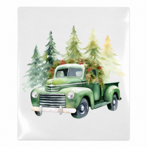 Vintage Green Christmas Truck Christmas UV transfer for hard-surface products