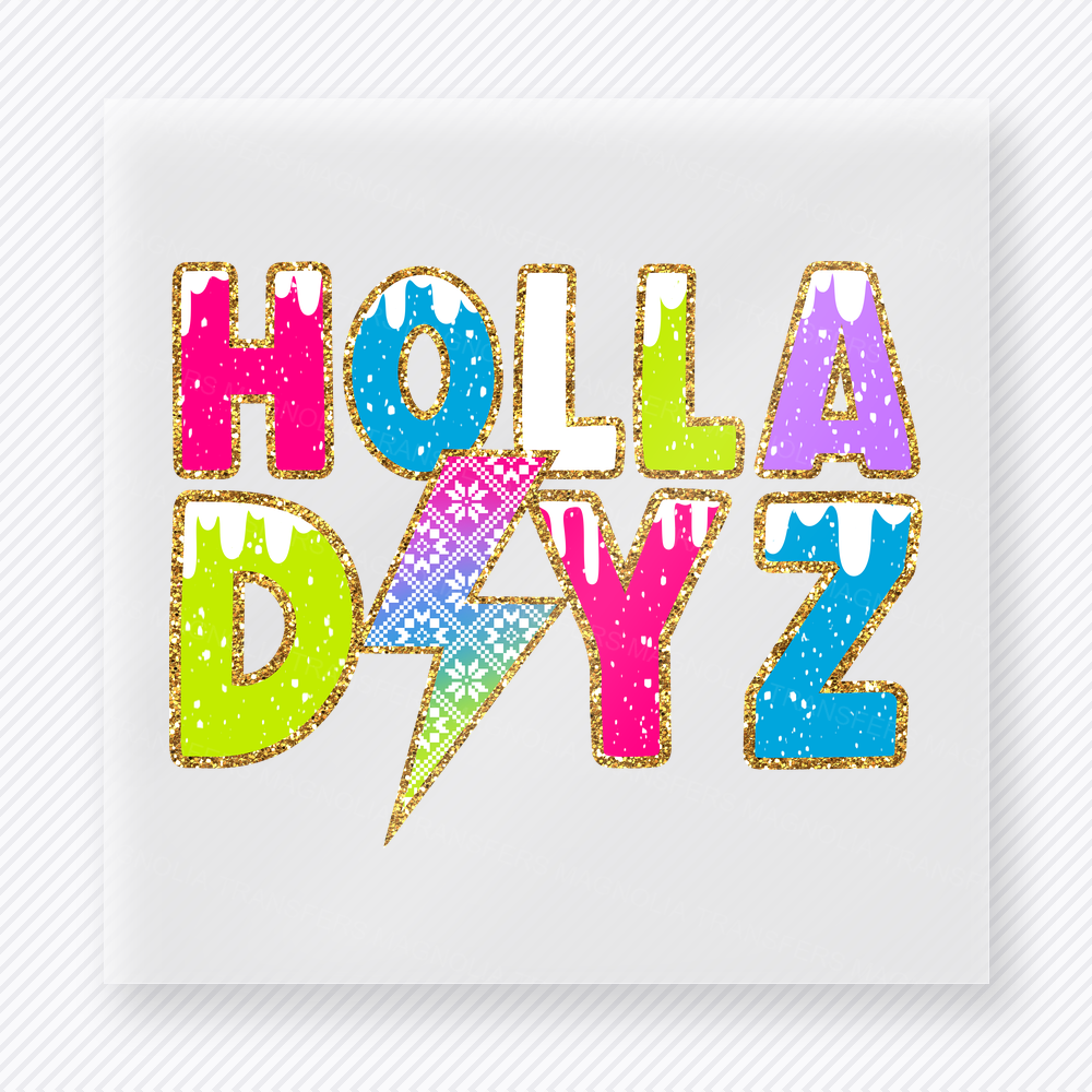 Holla Dayz Colorful Lightning Christmas DTF Transfers