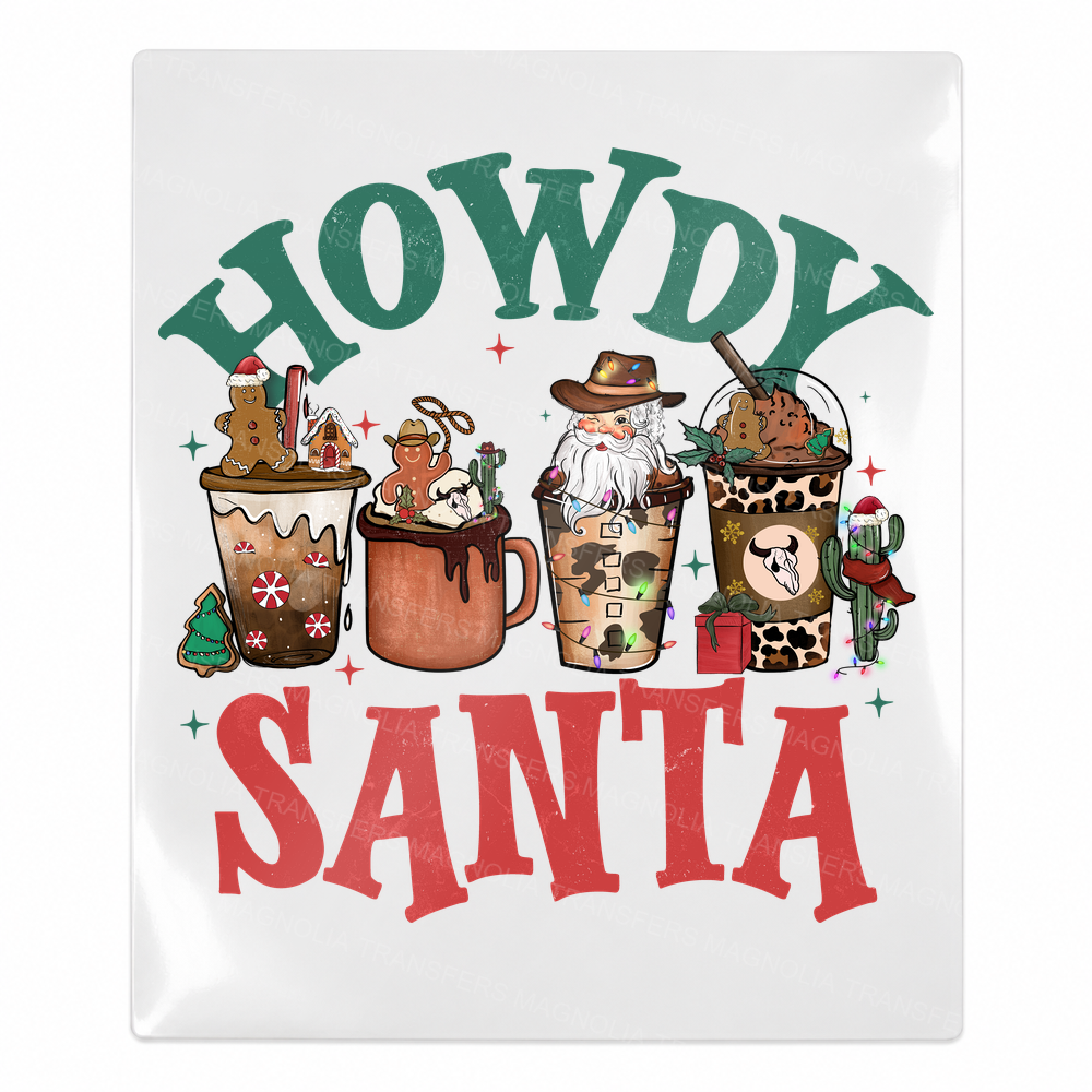 Howdy Santa Christmas Cups Christmas UV transfer for hard-surface products