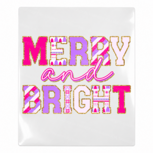 Merry And Bright Pink Plaid Christmas UV transfer for hard-surface products
