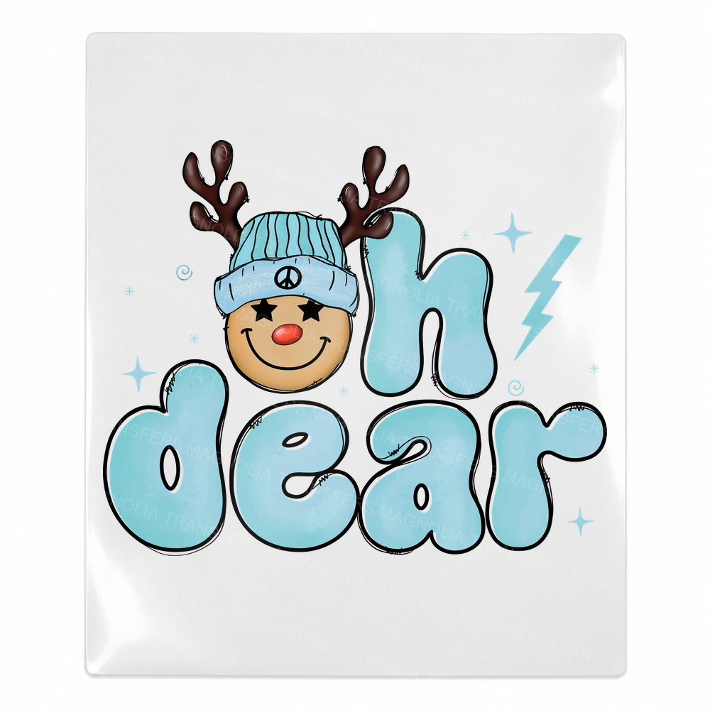 Oh Dear Blue Christmas UV transfer for hard-surface products