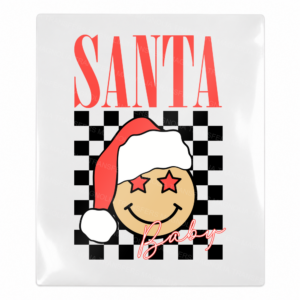 Santa Smiley Checkerboard Christmas UV transfer for hard-surface products