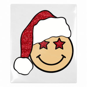 Glitter Santa Hat Smiley Christmas UV transfer for hard-surface products