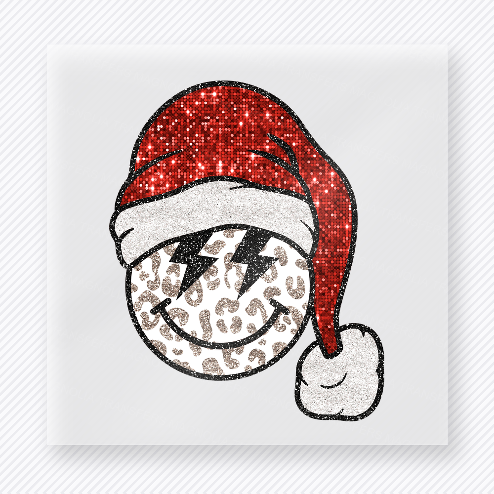 Lightning Santa Hat Smiley Christmas DTF Transfers