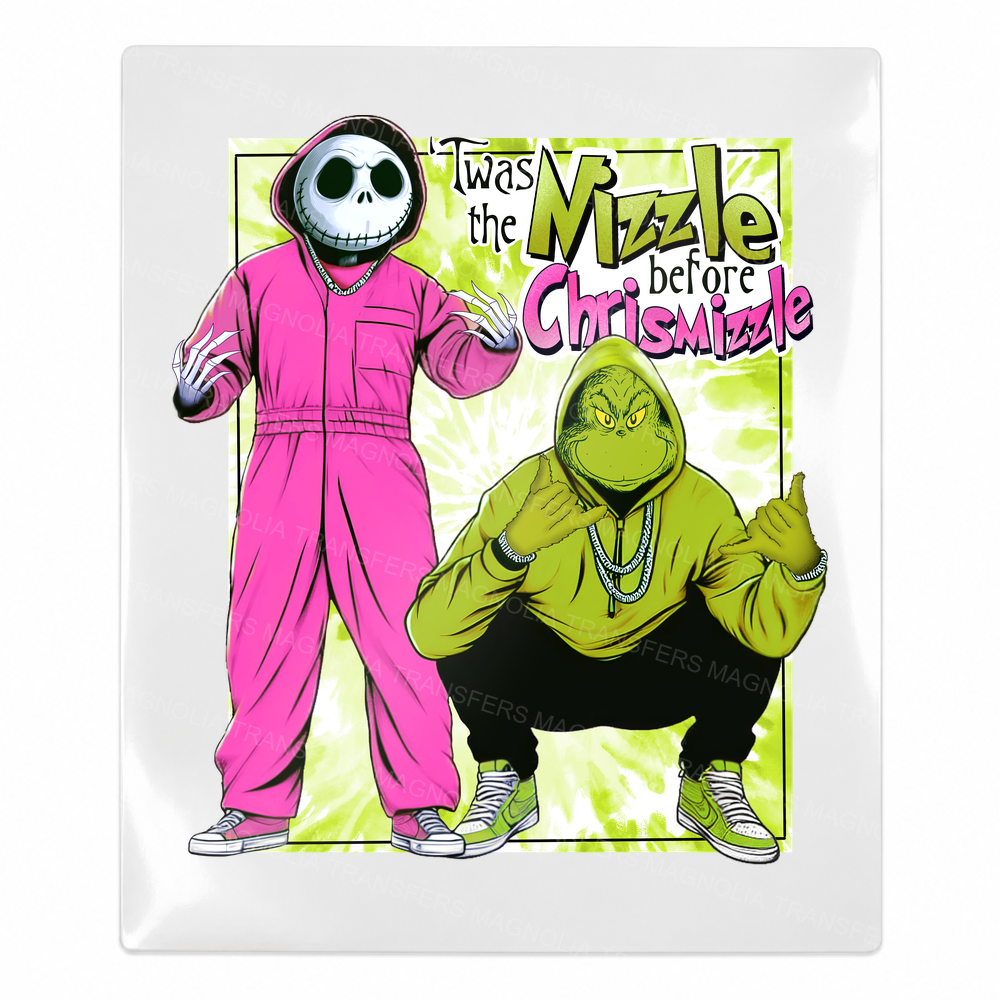 Twas The Mizzle Before Chrismizzle Pink Background Christmas UV transfer for hard-surface products