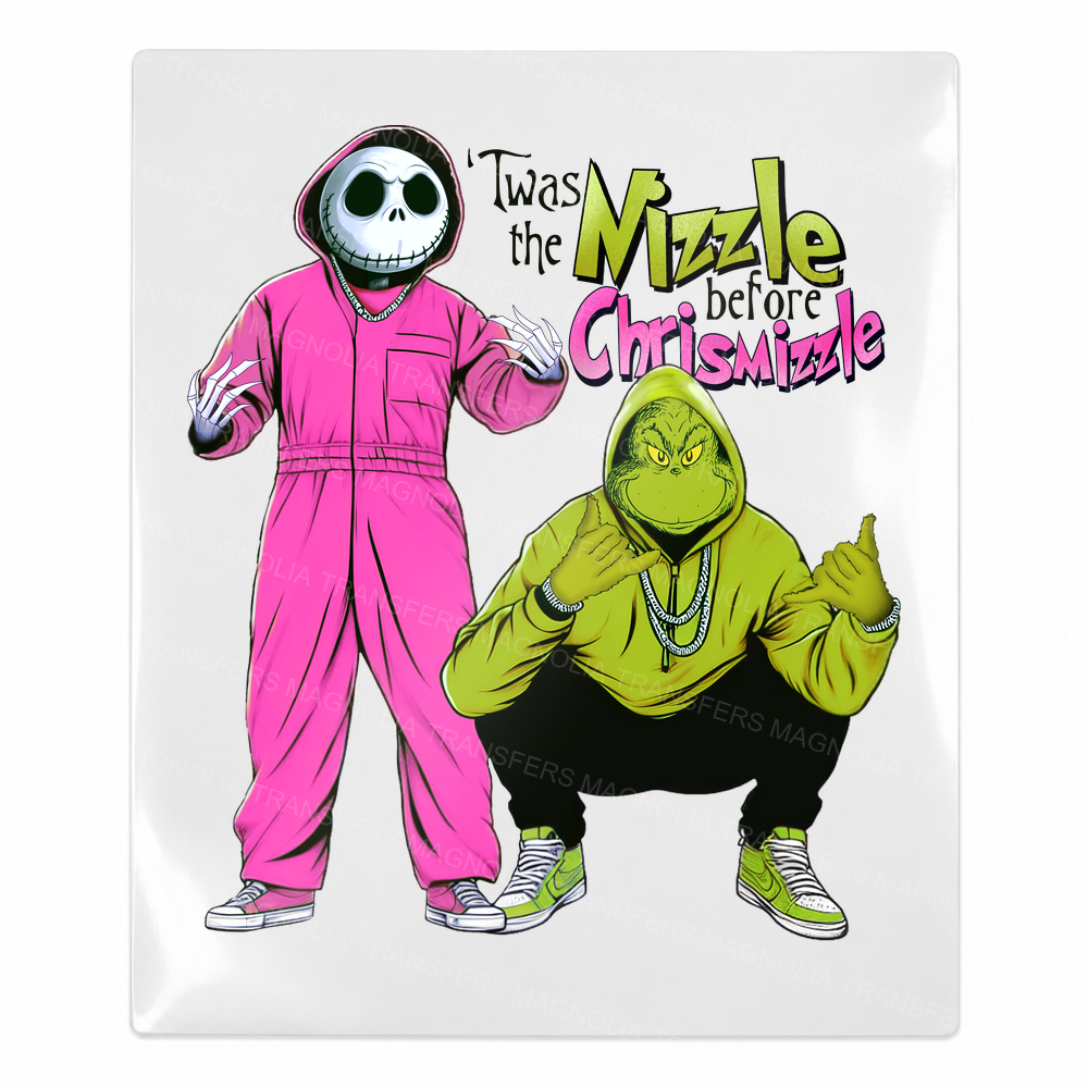 Twas The Mizzle Before Chrismizzle Pink Christmas UV transfer for hard-surface products