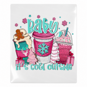 Baby It's Cold Outside Pink Cocoa Christmas UV transfer for hard-surface products
