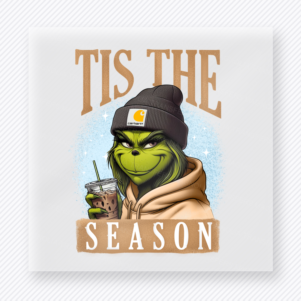 Tis The Season Grinch Beanie Christmas DTF Transfers