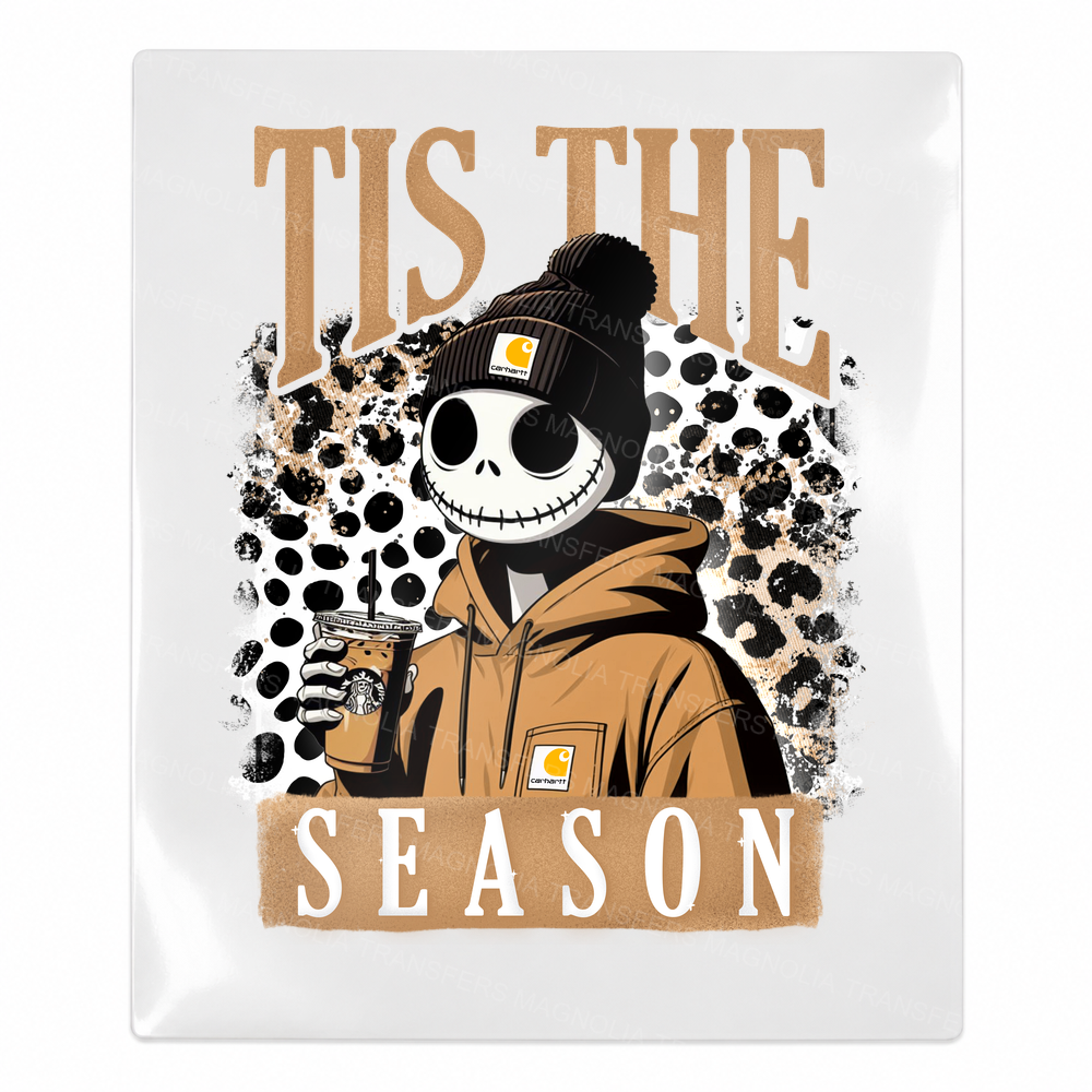 Tis The Season Jack Beanie Leopard Christmas UV transfer for hard-surface products