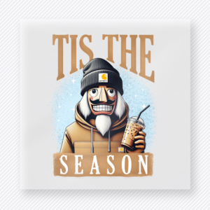 Tis The Season Scary Snowman Christmas DTF transfer featuring a scary snowman tis the season design with blue winter background