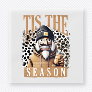 Tis The Season Scary Snowman Leopard Christmas DTF transfer featuring a scary snowman tis the season design with leopard print background