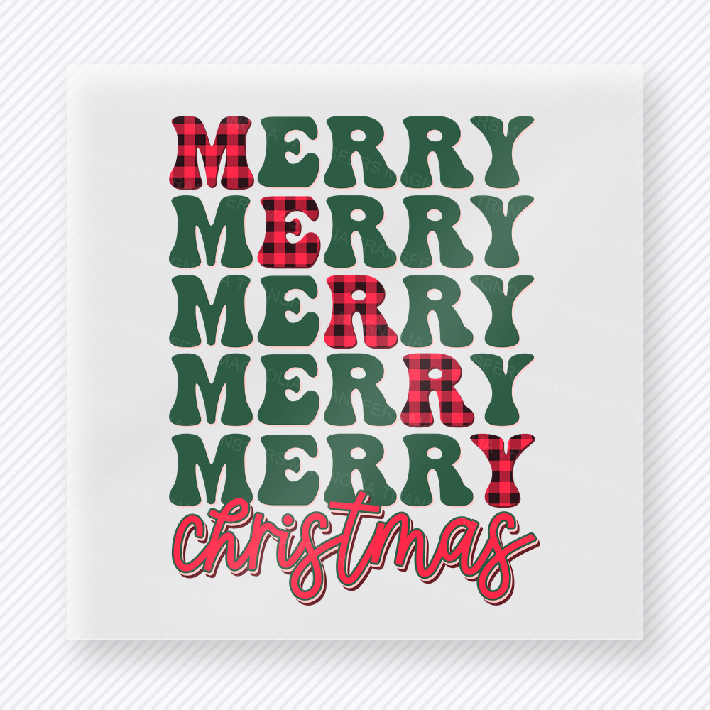 Merry Merry Merry Christmas Stack Christmas DTF Transfers