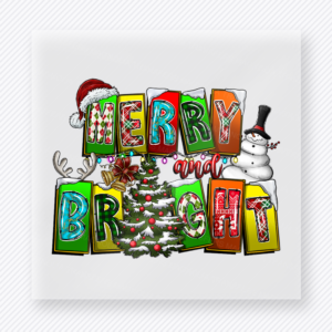 Merry And Bright Snowman Christmas DTF Transfers