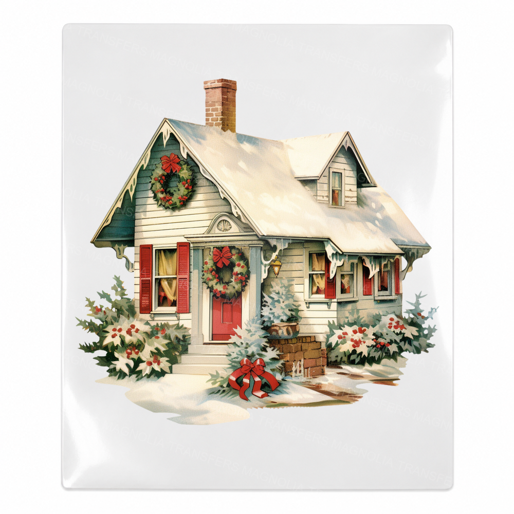 Cozy Christmas Cottage Christmas UV transfer for hard-surface products