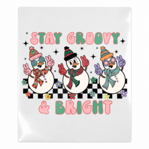 Stay Groovy And Bright Snowmen Christmas UV transfer for hard-surface products