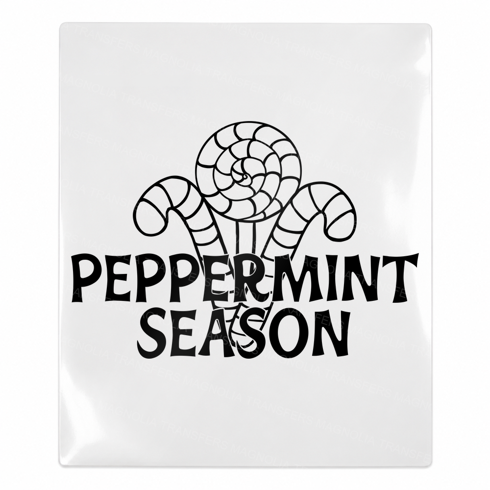 Peppermint Season Outline Christmas UV transfer for hard-surface products