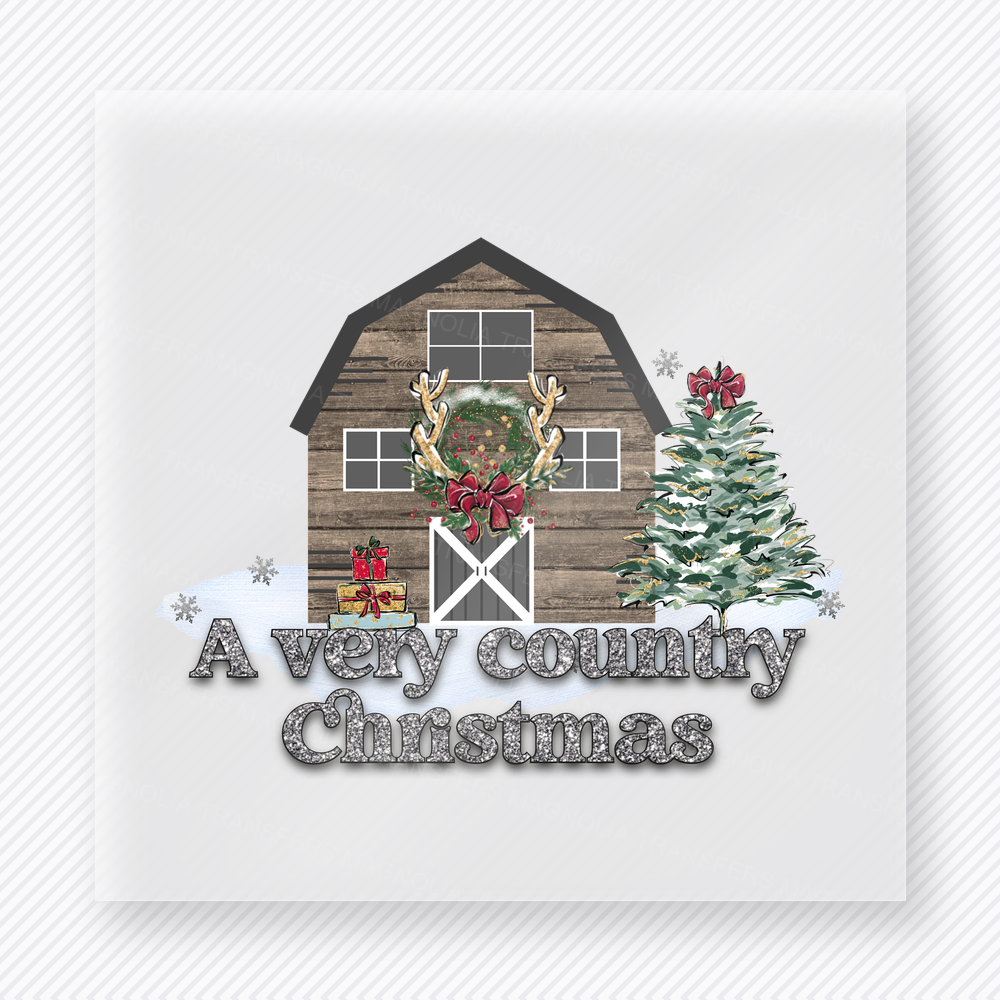 Very Country Christmas Barn Christmas DTF Transfers