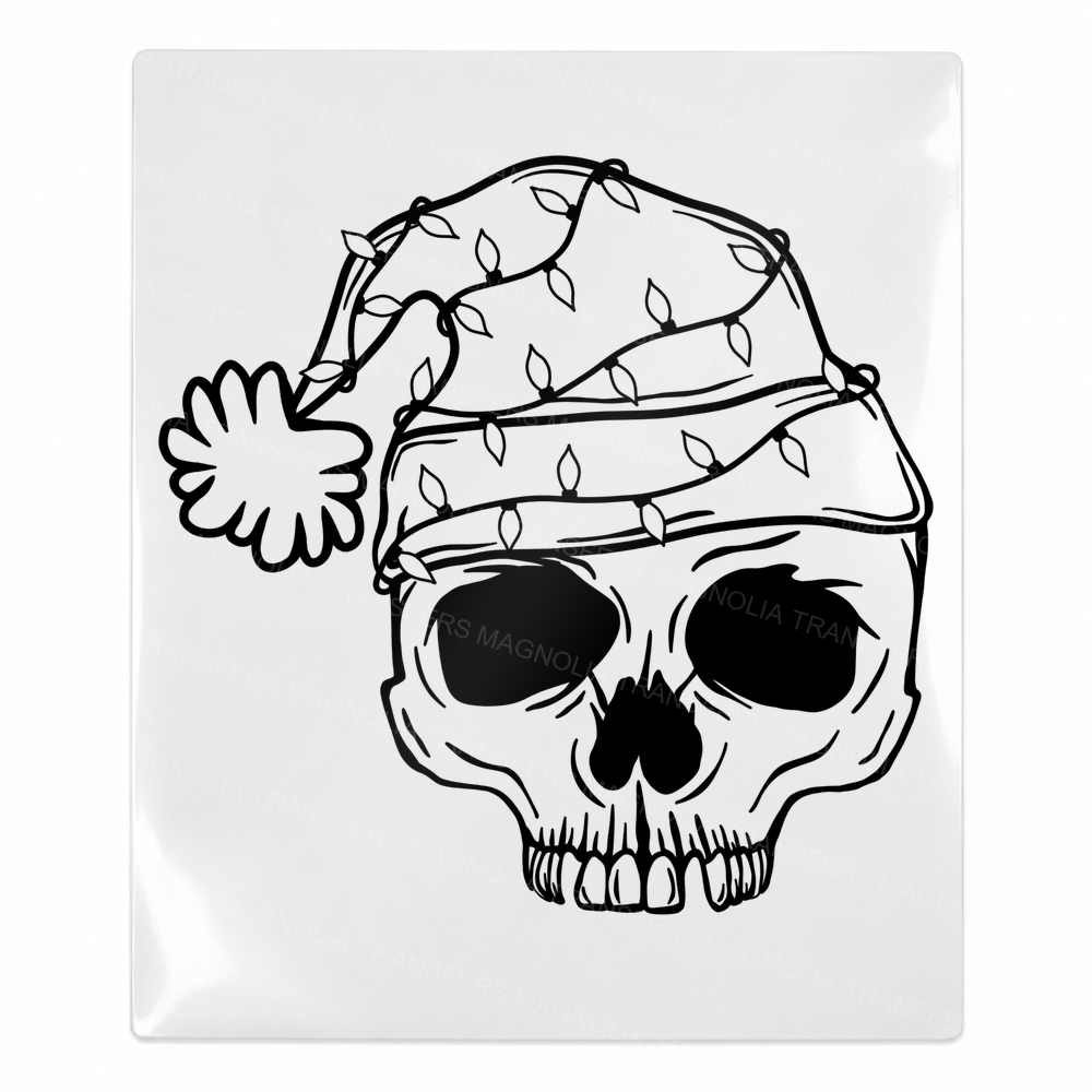 Santa Hat Skull Outline Christmas UV transfer for hard-surface products