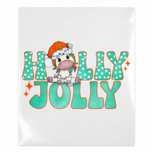 Holly Jolly Cow Christmas UV transfer for hard-surface products