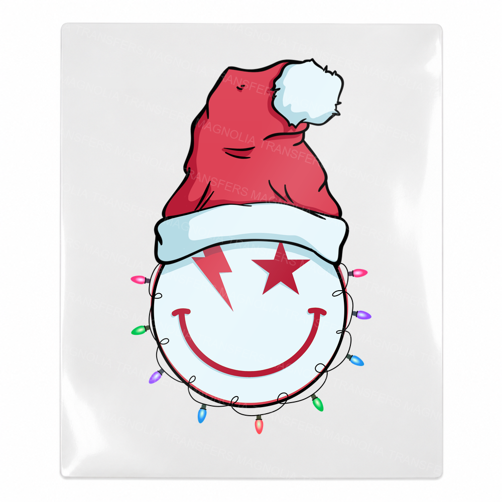 Santa Hat Smiley Lights Christmas UV transfer for hard-surface products