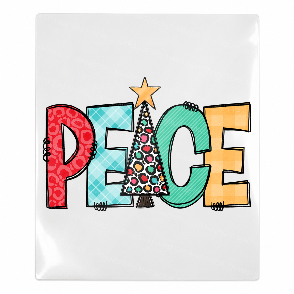 Peace Christmas Trees Christmas UV transfer for hard-surface products
