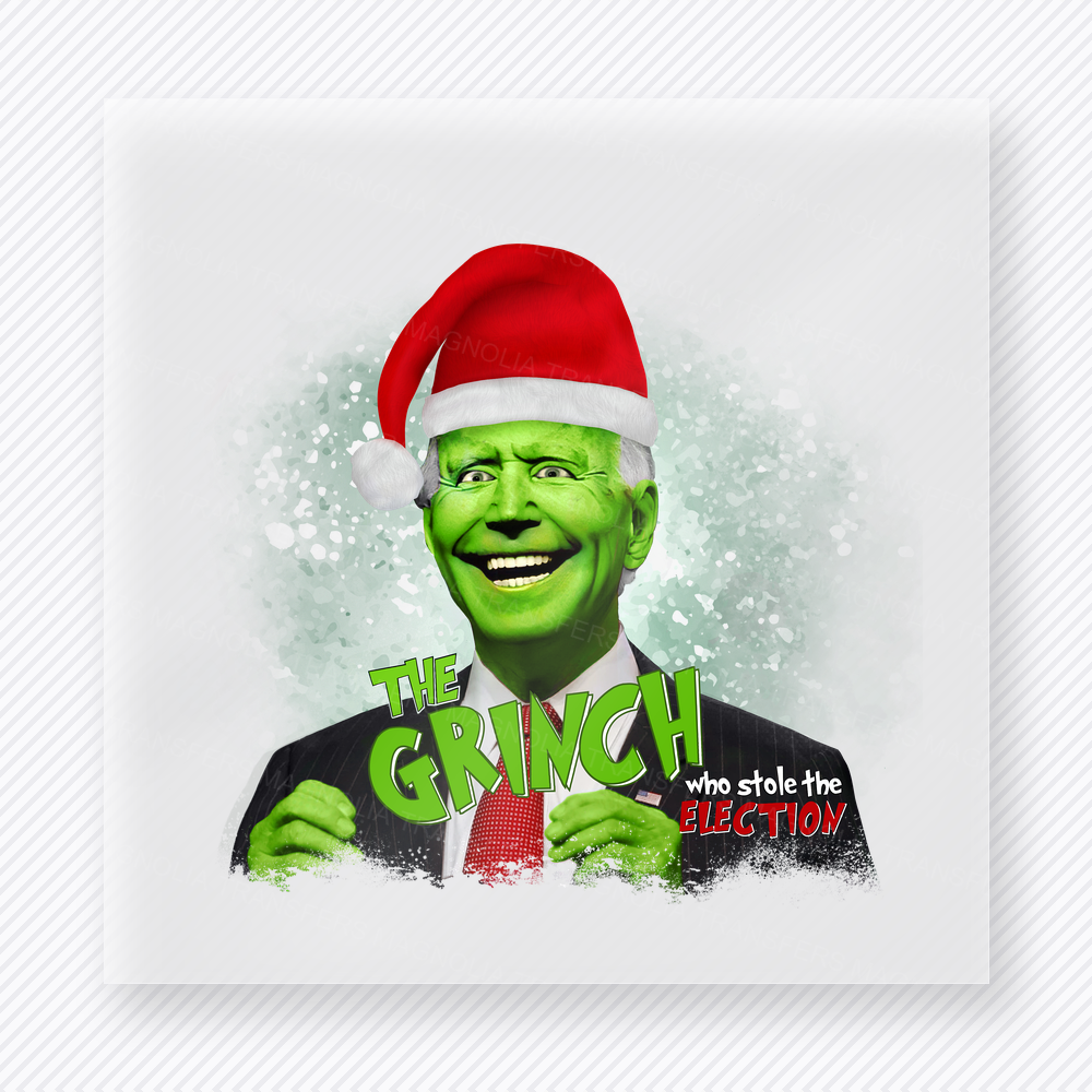 Grinch Don't Steal The Joy Christmas DTF transfer featuring a Grinch-inspired don't steal the joy design with green character and Christmas lettering