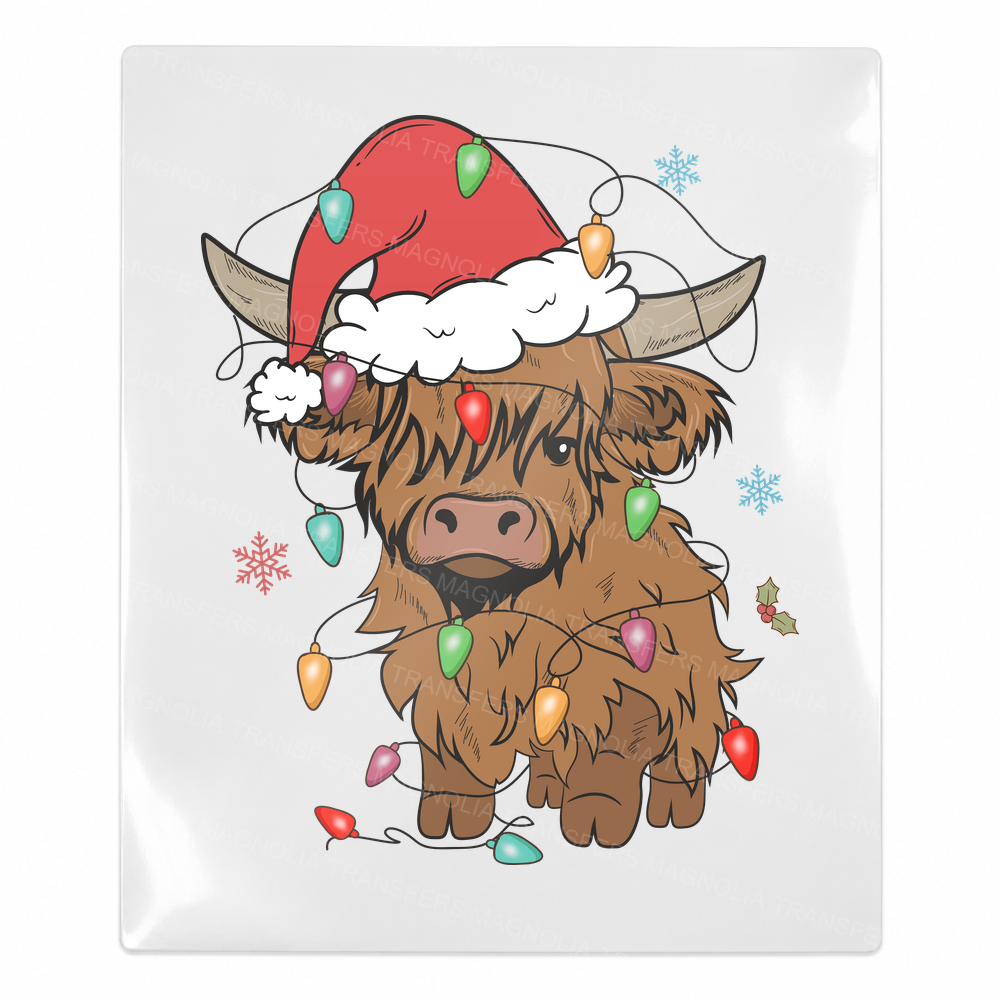 Christmas Highland Cow - Christmas UV Transfer