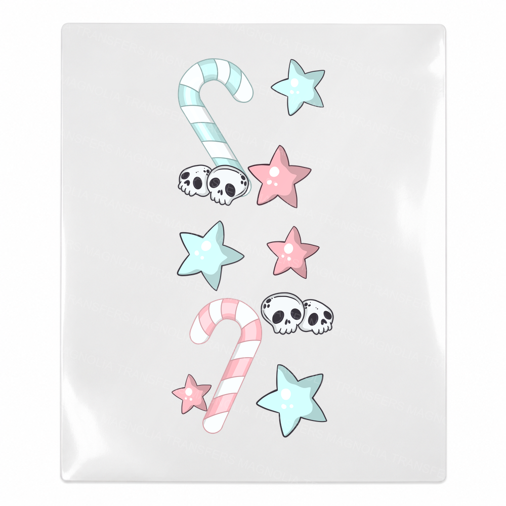 Pastel Skull Candy Canes - Christmas UV Transfer