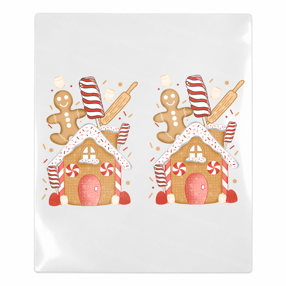Gingerbread House Pair - Christmas UV Transfer