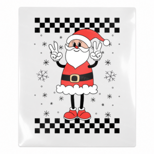 Santa peace sign checkerboard Christmas UV Transfer