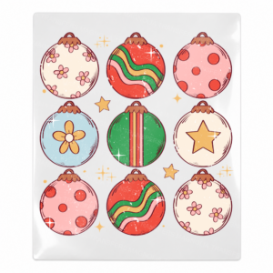 Retro colorful Christmas ornaments UV Transfer