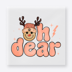 Oh Dear Reindeer Peach Christmas DTF Transfers