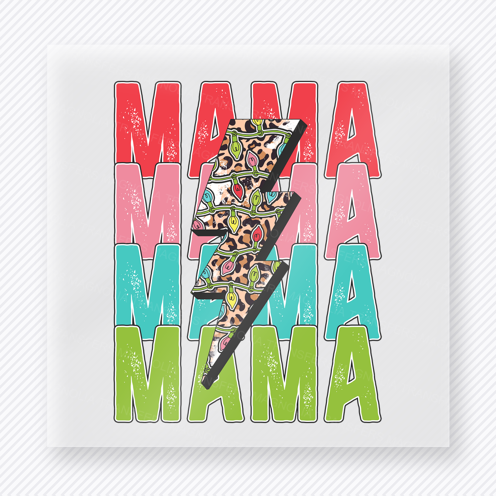 Mama Lightning Christmas DTF Transfers