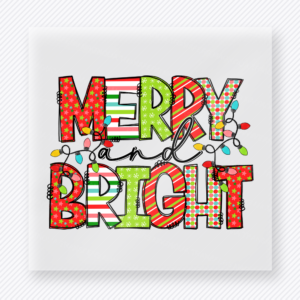 Merry And Bright Colorful Bring Festive Christmas DTF Transfers