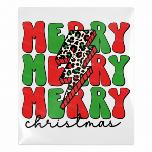 Merry Merry Merry Christmas candy cane lightning UV Transfer