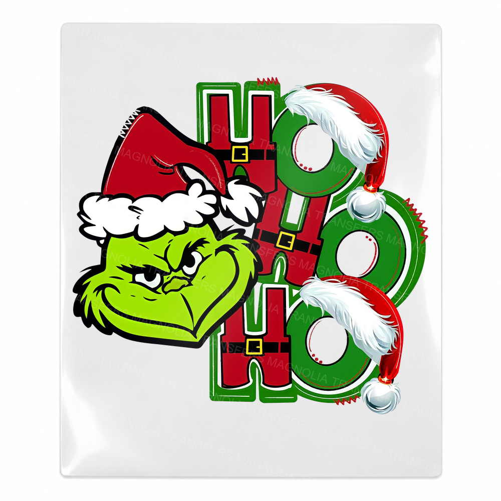 Ho Ho Ho Grinch collegiate UV Transfer