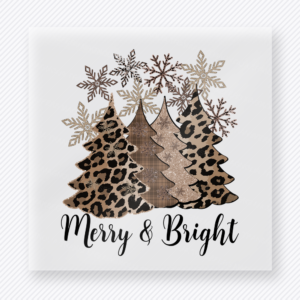 Merry And Bright Leopard Trees Christmas DTF Transfers