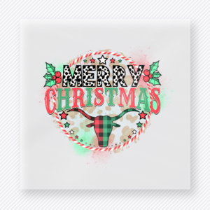 Merry Christmas Plaid Circle Christmas DTF Transfers